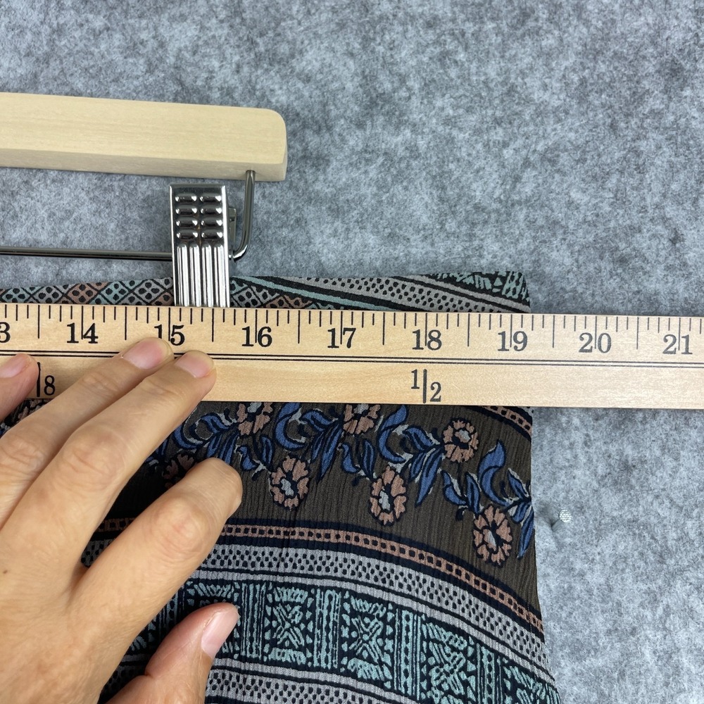 Sundance Silk Skirt Womens 16 Blue Asymmetrical Handkerchief Pattern Boho Hippie - Picture 7 of 14